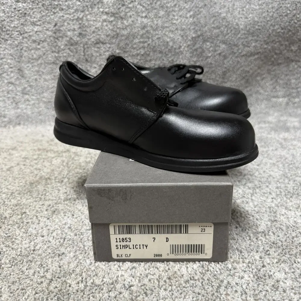 P.W. Minor Simplicity 11053 Shoes Mens 7 D Black Leather Derby Dress Cushioned